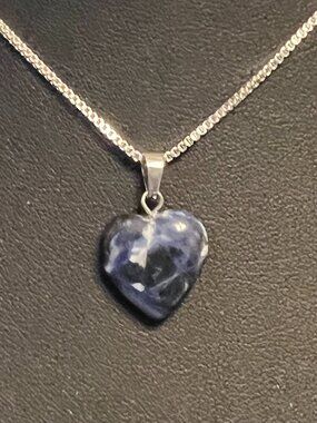 Heart Shaped Lapis Stone Pendant Necklace (238)